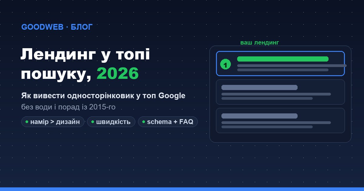 Просування landing page у 2026 — як вивести лендинг у топ